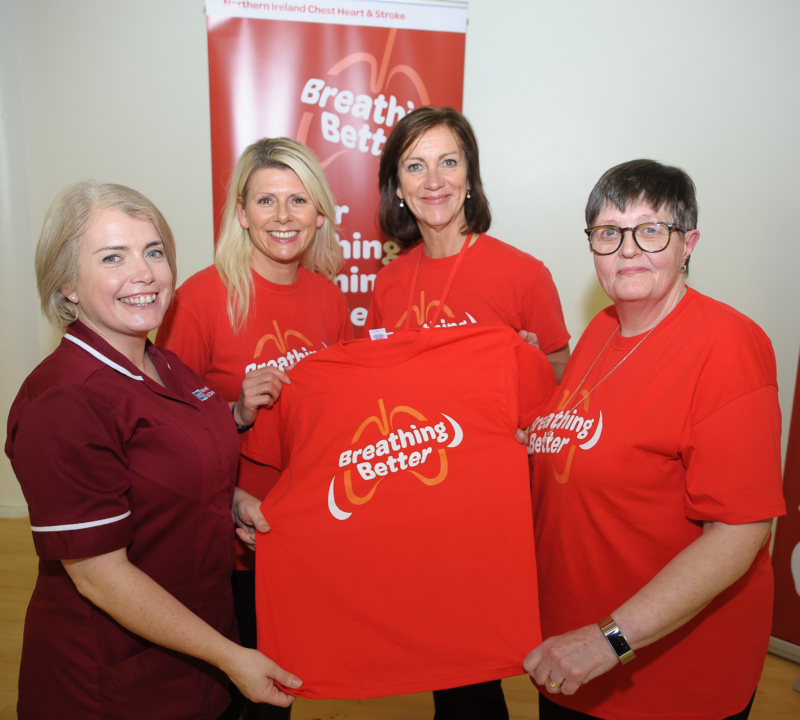 <p>Fionna (right) with, (L-R) Briege Leonard, Lead Respiratory Nurse, Western Health and Social Care Trust; Linzi Davidson, NICHS Respiratory Co-ordinator, Southern Western Trust area; and Pauline Millar, Head of Respiratory Services NICHS</p>