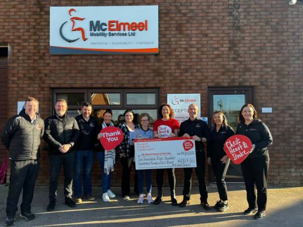 Staff at McElmeel Mobility Services raise over £6800 for charity in memory of Oisín Fields