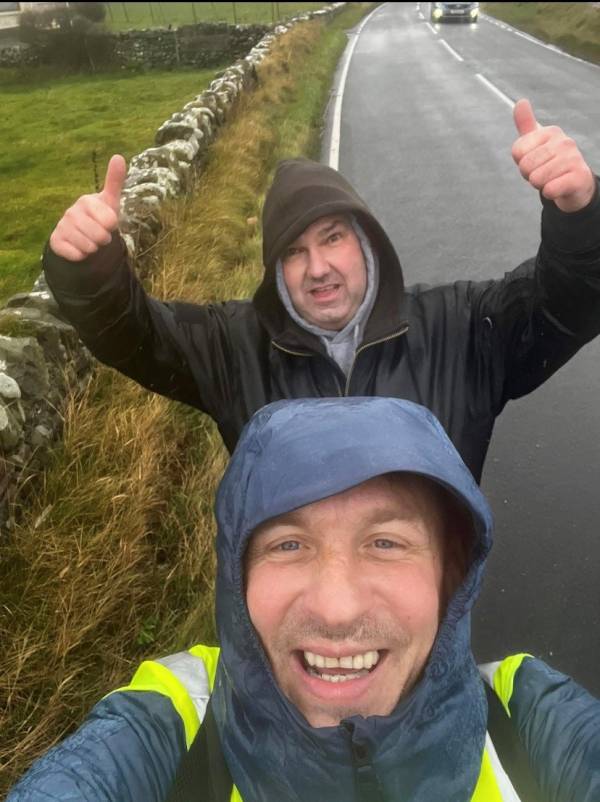 Friends put their best feet forward to walk over 400 miles for charity after having strokes in their forties