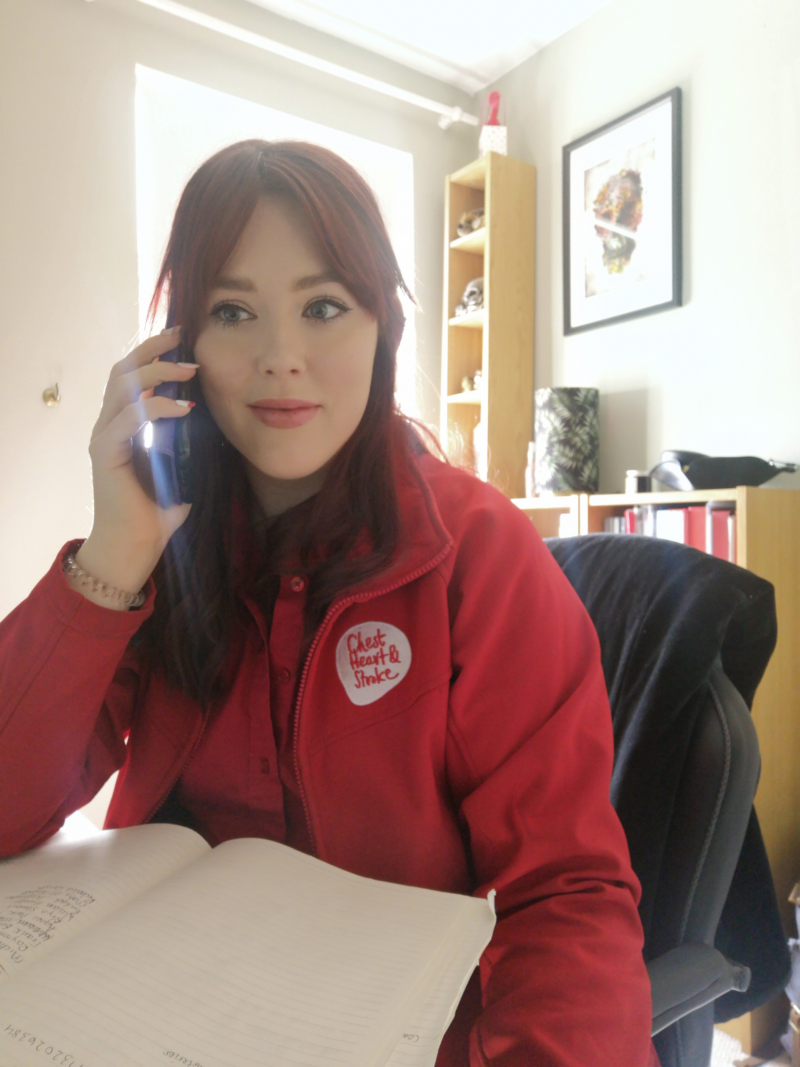 <p>Aisleen Hamill, NICHS Care Coordinator on a support call to one of the thousands of people with chest, heart and stroke conditions who are living ‘shielded’ lives.</p>