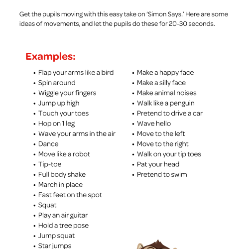 17 Chester Says Activity Sheet