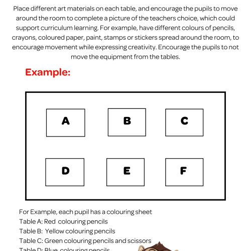 3 Art Tables Activity Sheet